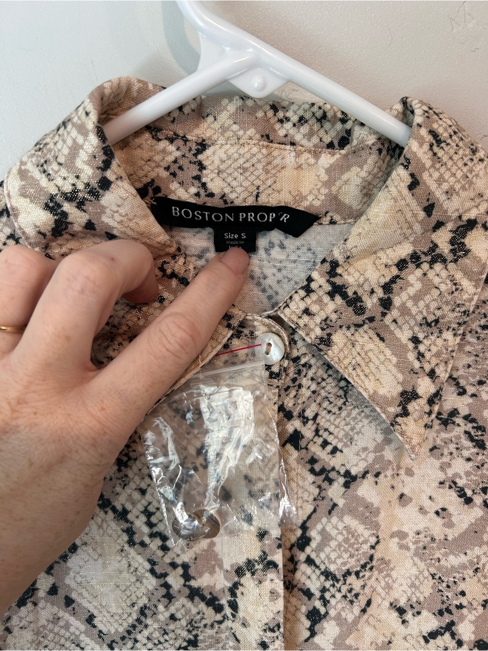 Boston Proper Beige and Black Snakeskin Shirt Maxi Dress - Picture 6 of 9